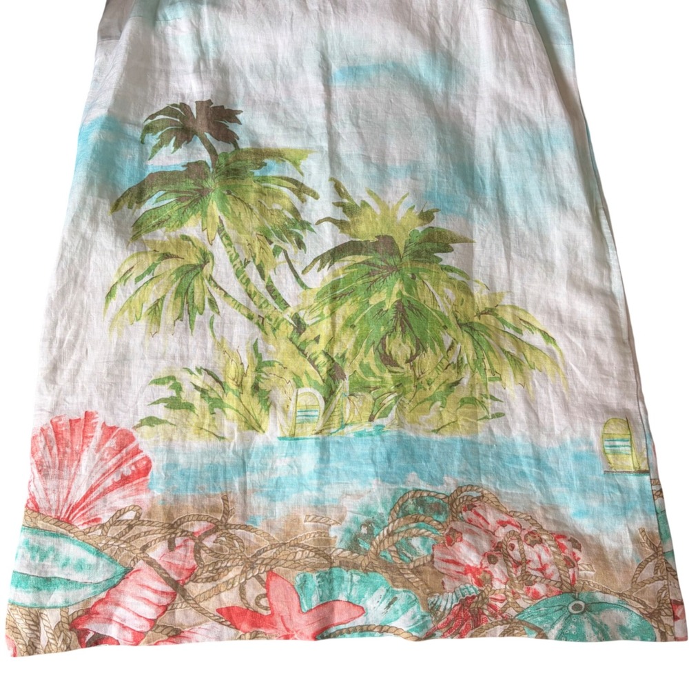 J.Jill Love Linen Sleeveless Shift Dress L White Tropical Beach Coastal Resort - Picture 3 of 10